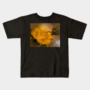 Antiqued Yellow Cactus Bloom Kids T-Shirt